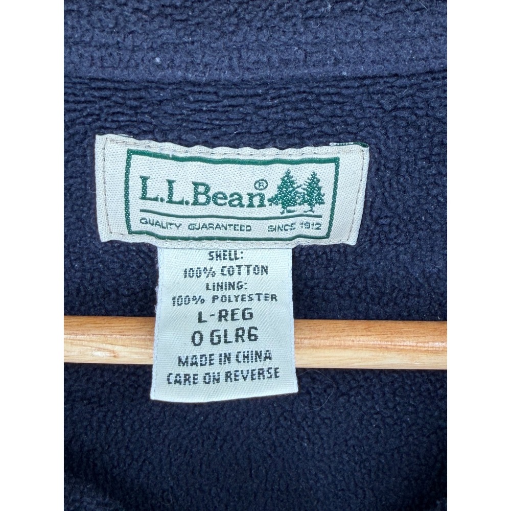 LL Bean Mens Fleece Lined Flannel Shirt Jacket Black Watch Plaid Green Large L - Picture 3 of 7